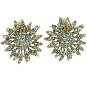 Kenneth Jay Lane KJL Crystal Flower Clip-on Earrings